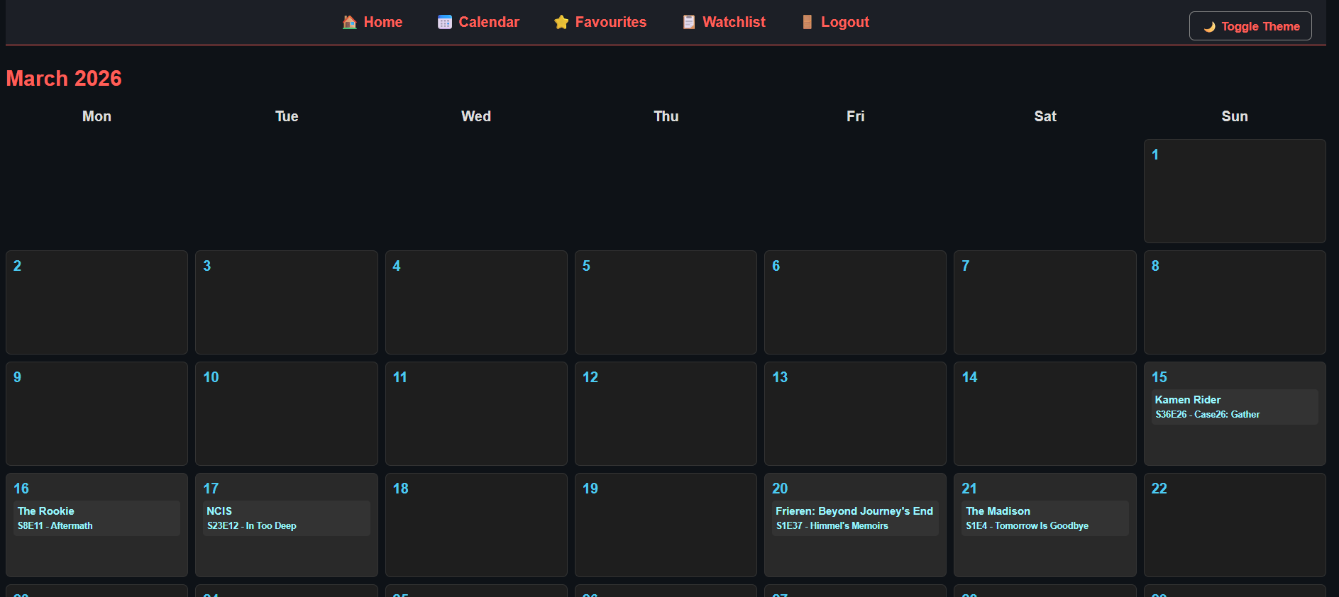 Calendar screenshot